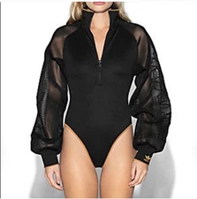 NEW Adidas X Ivy Park Mesh Sleeve Bodysuit Beyoncé - Black Gold -Size Small