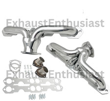 1955-57 Sb Chevy Headers 55-57 Sbc Tri-5 Shorty Exhaust Silver Ceramic Coated