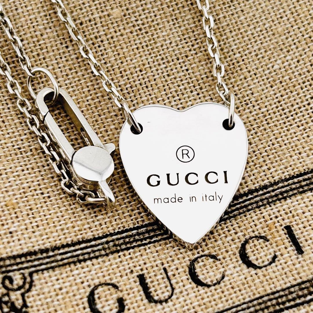 Necklace 925 Gucci Heart Necklace Gold Gucci Necklace 233963 SV