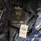 Hollister Wet Look Puffer Jacket Navy Blue Hooded Quilted Womens Size Large NWT — photo 10