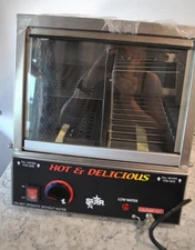 Star 35SSA Hot Dog Machine 170 Hot Dog Steamer & 18 Bun Warmer works gets hot