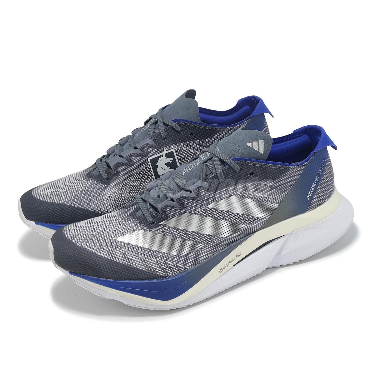 adidas Adizero Boston 12 M Onix Matte Silver Lucid Blue Men Road