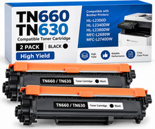 2 Pack TN660 High Yield Toner Cartridge for Brother tn-630 MFC-L2700DW printer
