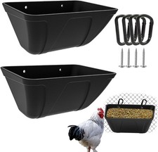 Fence Hanging Chicken Feeder for Duck, Piglets, Goat Poultry Black