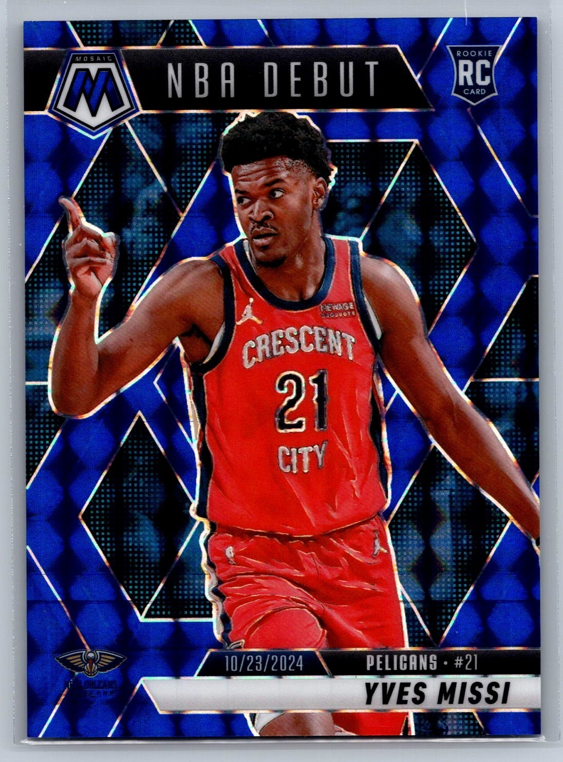 2024-25 Mosaic Basketball Blue Prizm#255 NBA Debut /199 Yves Missi - Pelicans