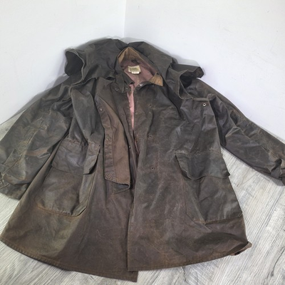 #ad #ad Vintage Claybourn Oil Skin Chore Jacket Cotton Riding Coat Size 6 Made Australia $39.99