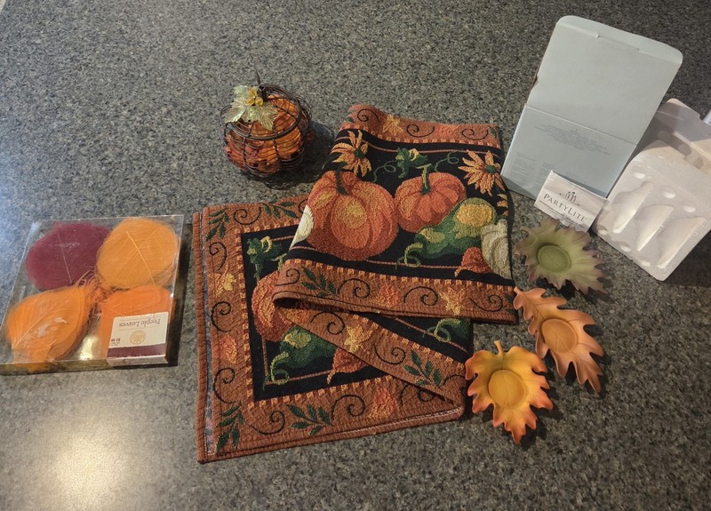 Fall Decor Table Runner Party Light Maples Leaves Wire Pumpkin And Fall Leaves