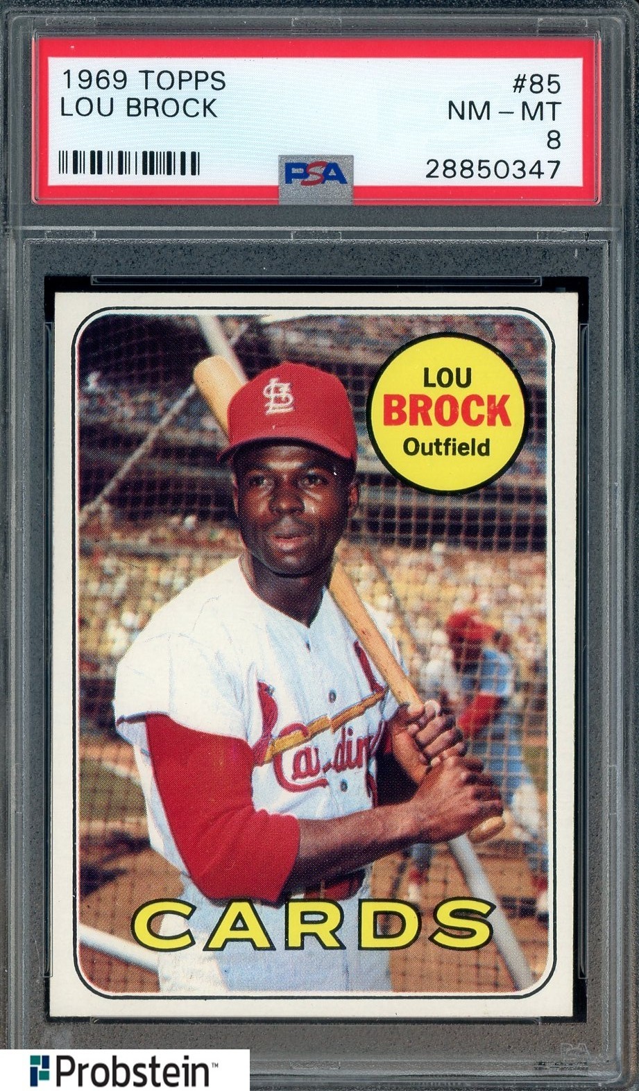 1969 Topps #85 Lou Brock St Louis Cardinals HOF PSA 8 NM-MT