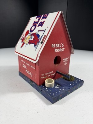 1996 Wolftever Woods Ole Miss Rebels  Rebel s Roost  Licensed Birdhouse Vintage