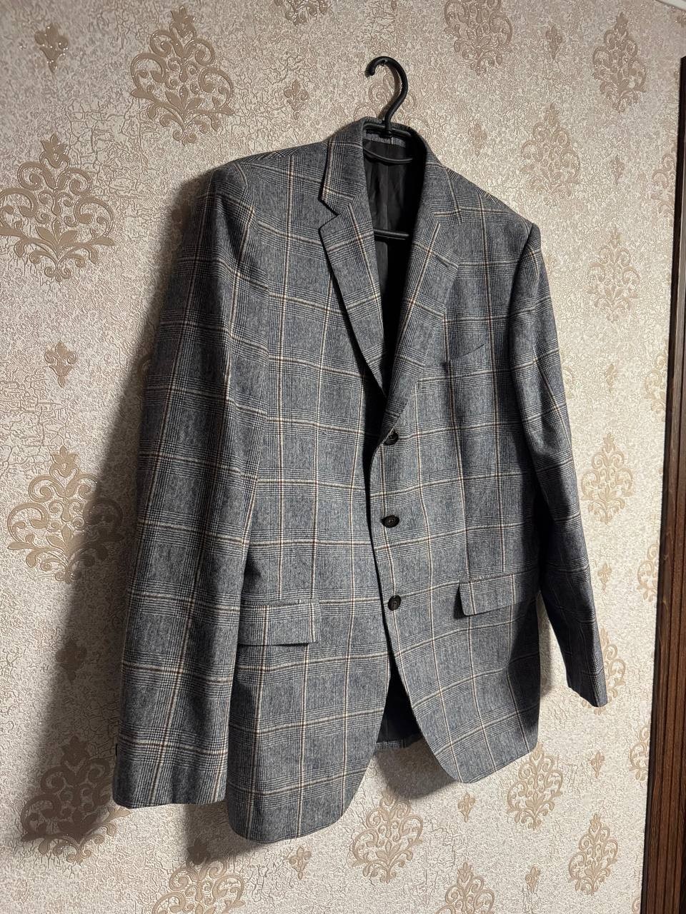 Boglioli Italy Mens 2pc Suit 100percent Virgin Wool Plaid Grey EU 52 US 42R image 9