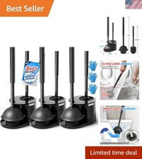 Toilet Brush and Plunger Set with Extended Handle 3 Pack Bathroom Cleaning Tools