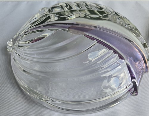 2 Vintage art glass plates - rainbow, shell, 60s, MCM, Cristal Glace Label - Picture 9 of 20
