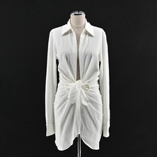 Choosy Crosby Street Long Sleeve Shirt Dress Size 2 White Tie Front Collared