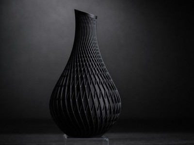 Vanta Spiral Vase   Modern Sculptural 3D Printed Home Decor   Matte Black