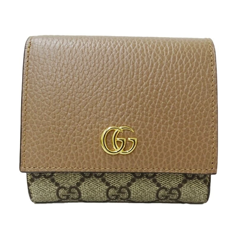 Gucci Portefeuille Femme Petit Marmont Bifold Gg Supreme Toile Cuir Double G Bic