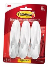 Command Designer Hooks and 12 Strips, Damage-Free Hanging Wall Medium 6 Hooks 1.60 per strip