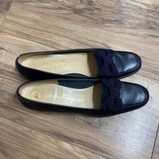 Women  s Vintage Navy Blue Authentic Salvatore Ferragamo Made in Italy Shoes