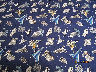 Astronaut space shuttle sattelite rockets baby toddler sheet set dk blue