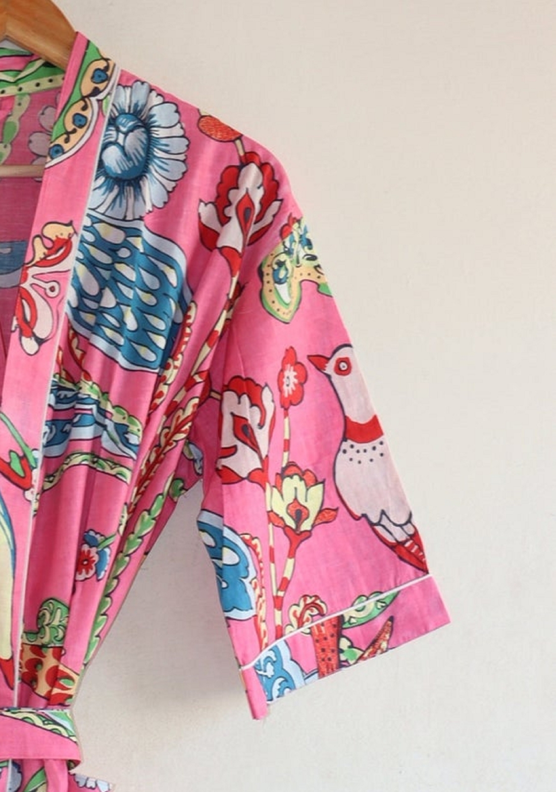 Robe Caftan Femme 100% Coton - Imprimé Floral, Encolure En V, Manches Courtes, Taille Plus, Style Bohème - 3