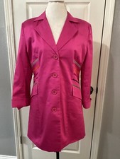 Women  s Coat Vintage Jacket 1990  s Pink  Ribbon W/ Polka Dot Lining Sz. 10