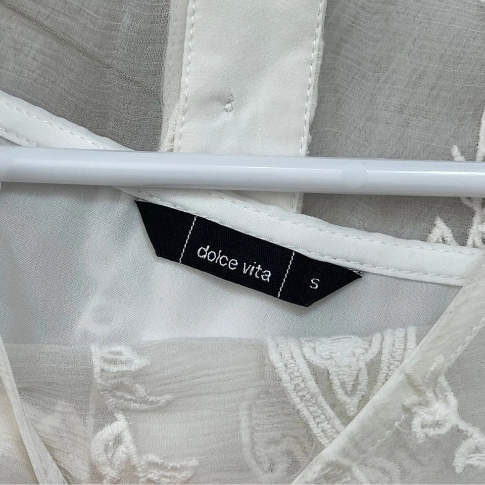 Dolce Vita Blouse Silk Embroidered White (small) coquette cottagecore soft girl - Image 2 of 4