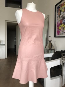 baby pink leather dress