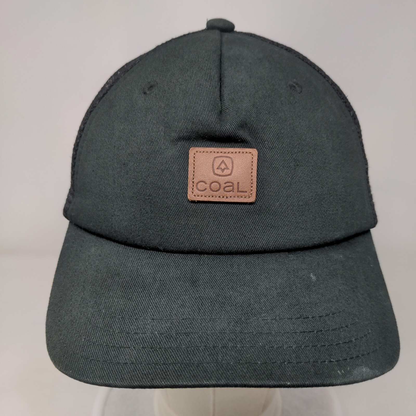 Coal Leather Patch Snapback Mesh Back Trucker Hat… - image 2