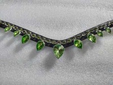 Premium Leather Horse Bridle Green Clear Crystal Brow-Band All Sizes.