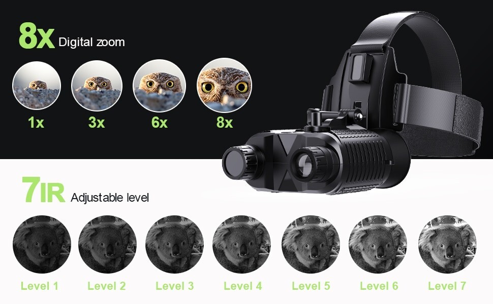 Night Vision Goggles Binoculars HD Digital IR Head Mounted Hunting Rechargeable