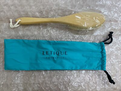 New Beautiful LETIQUE COSMETICS Dry Massage Brush *w/Carrying Bag!* Natural Wood