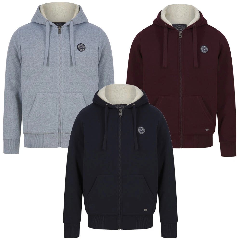 Tokyo Laundry Mens Hoodie Zip Up Fleece Lined Hoody Hooded Top Warm Winter Thick