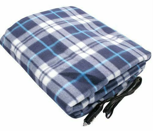 12V HEATED CAR VAN TRAVEL ELECTRIC BODY HEAT BLANKET WARM FLEECE CUDDLE RUG  BLUE | eBay