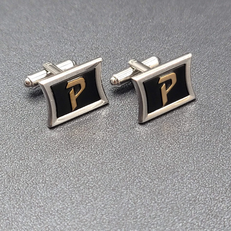 P Monogram Initial Letter Vintage HICKOK USA Cuff Links Estate Jewelry - Image 4 of 4
