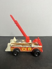 Vintage Fisher Price Little People Wooden Fire Engine Fire Truck Made In USA