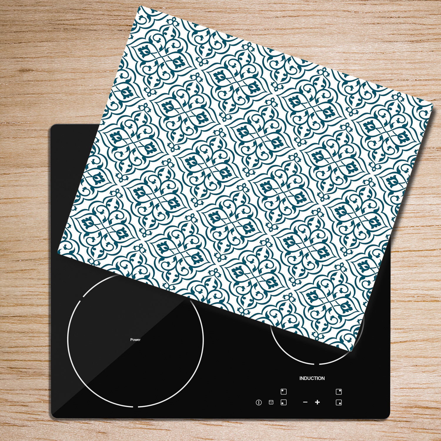 Protège-plaque De Cuisson En Verre Trempé 60x52 Cm - Design Marbre Blanc, Antidérapant, Pour Gazinière Ou Vitrocéramique