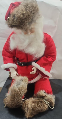 VINTAGE SANTA WITH RABBIT FUR HAT AND BOOTS