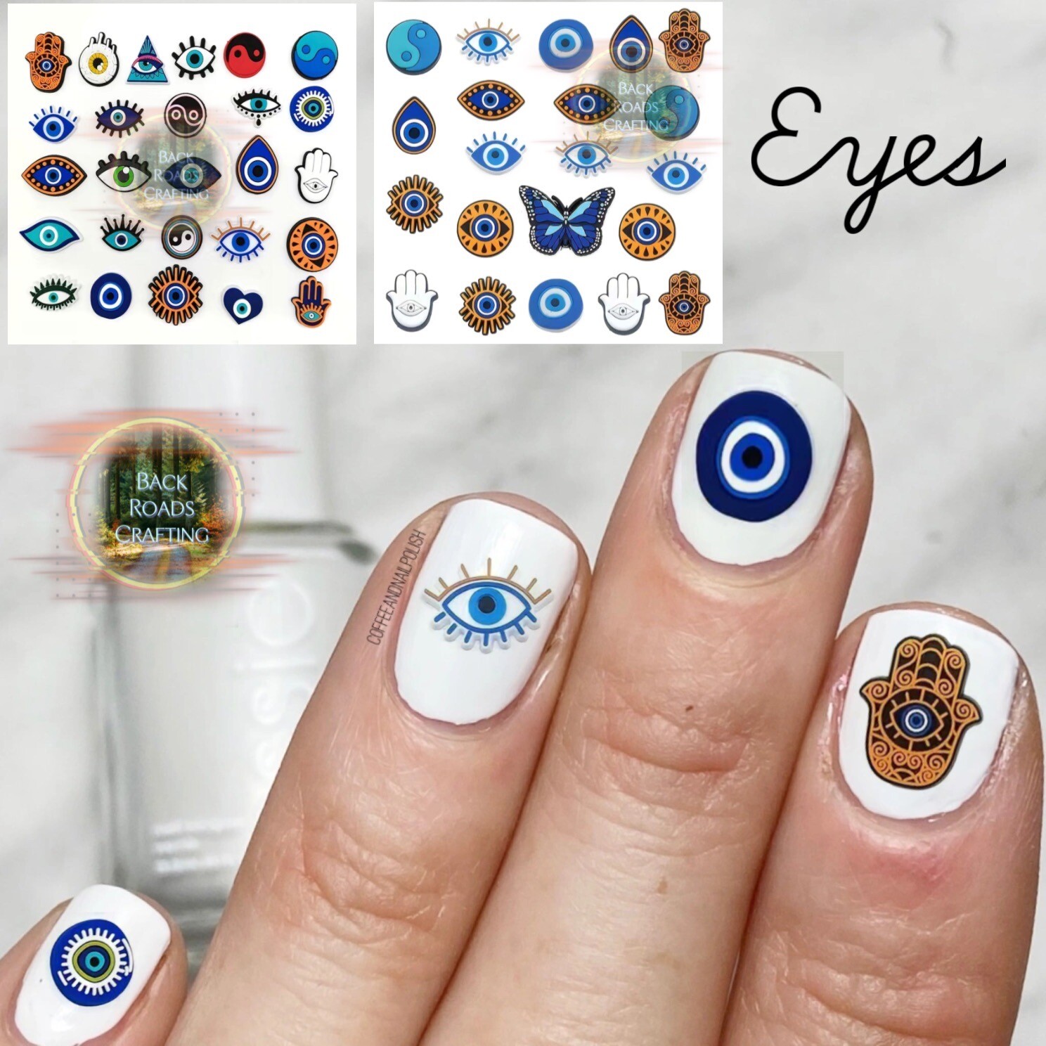 Evil Eyes Waterslide Nail Art Decals Set Of 50 Instructions & Bonus Included