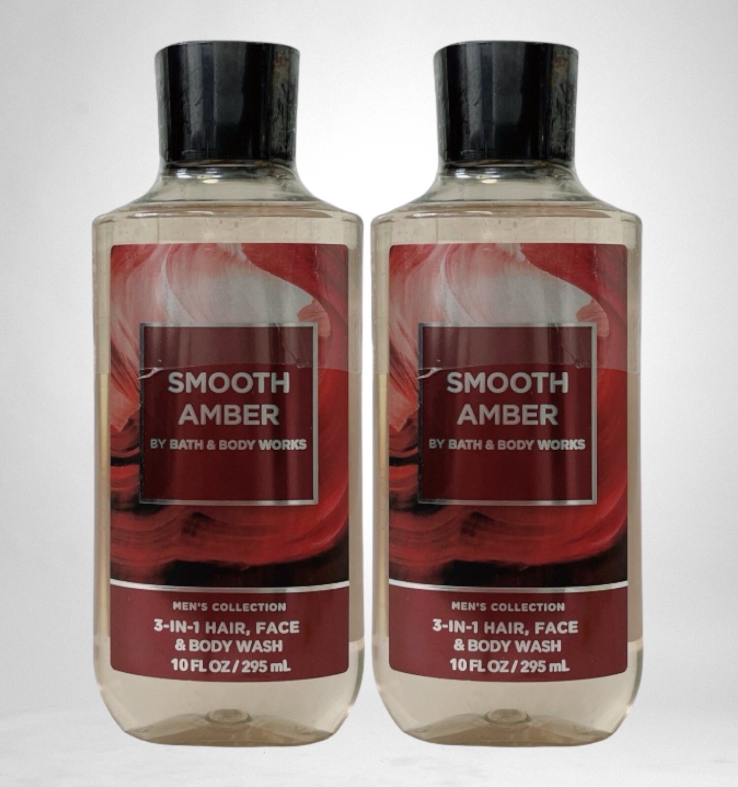2-BATH & BODY WORKS SMOOTH AMBER 3 IN 1 HAIR FACE WASH SHOWER GEL SHAMPOO MENS
