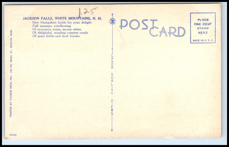 Postcard JACKSON FALLS, WHITE MOUNTAINS, N. H. 54 NH R85 eBay