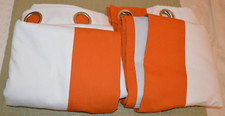 SET OF TWO POTTERY BARN KIDS WHITE ORANGE TRIM GROMMET BLACKOUT DRAPES 44"x83"