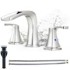 Chrome 8" Widespread Waterfall Bathroom Sink Faucet Vanity Mixer Tap with Drain