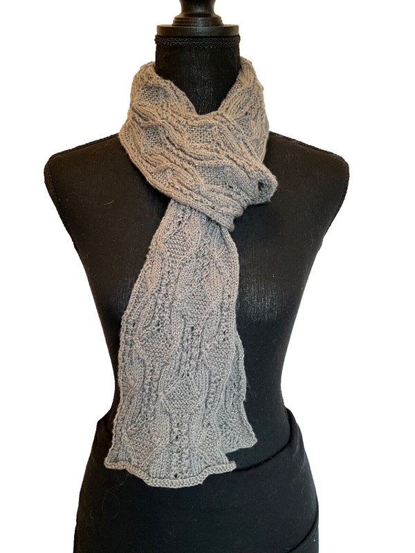 Ob.D. Handmade, Hand Knit, Grey Geometric, Versatile Light Duty Scarf