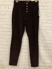 Universal Thread Women 0 High Rise Skinny Corduroy Button Fly Jeans Burgundy NWT