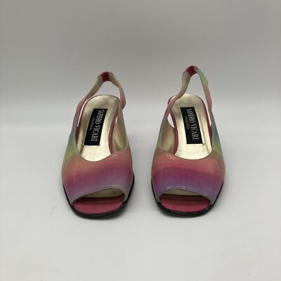 Multicolor pastel open toe slingback Sandro Vicari shoes Italy made 35.5 US 5.5