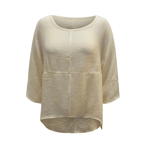 Women's Casual Solid Color Loose Cotton Linen Medium Sleeve Large Size Tops - Bild 17 von 27