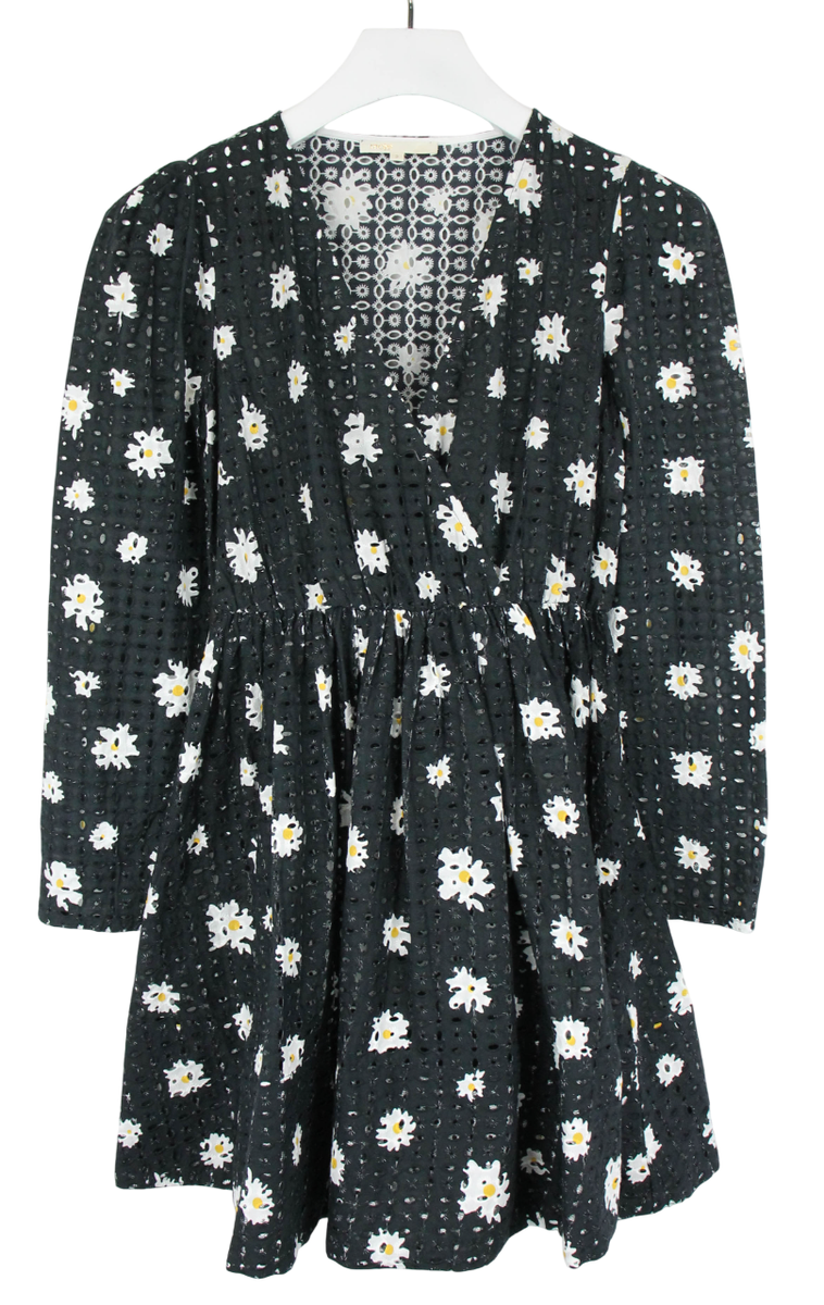 MAJE Rayom Dress Women's MEDIUM Long Sleeve Floral Print Lace Mini