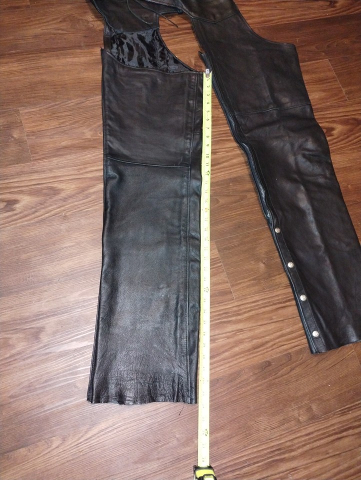 Interstate Classic Leather Original Chaps Size L Black Zipper Snaps