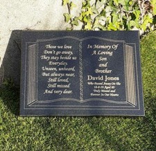 Engraved Bible Personalised Black Granite Memorial Grave Plaque Stone Ornament
