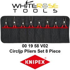 KNIPEX Circlip Pliers Set Tool Roll 8 Piece Internal External Plier 00 19 58 V02