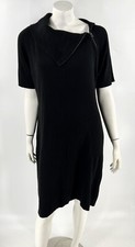Calvin Klein Sweater Dress Size XL Black Zipper Fold Over Collar Half Sleeve